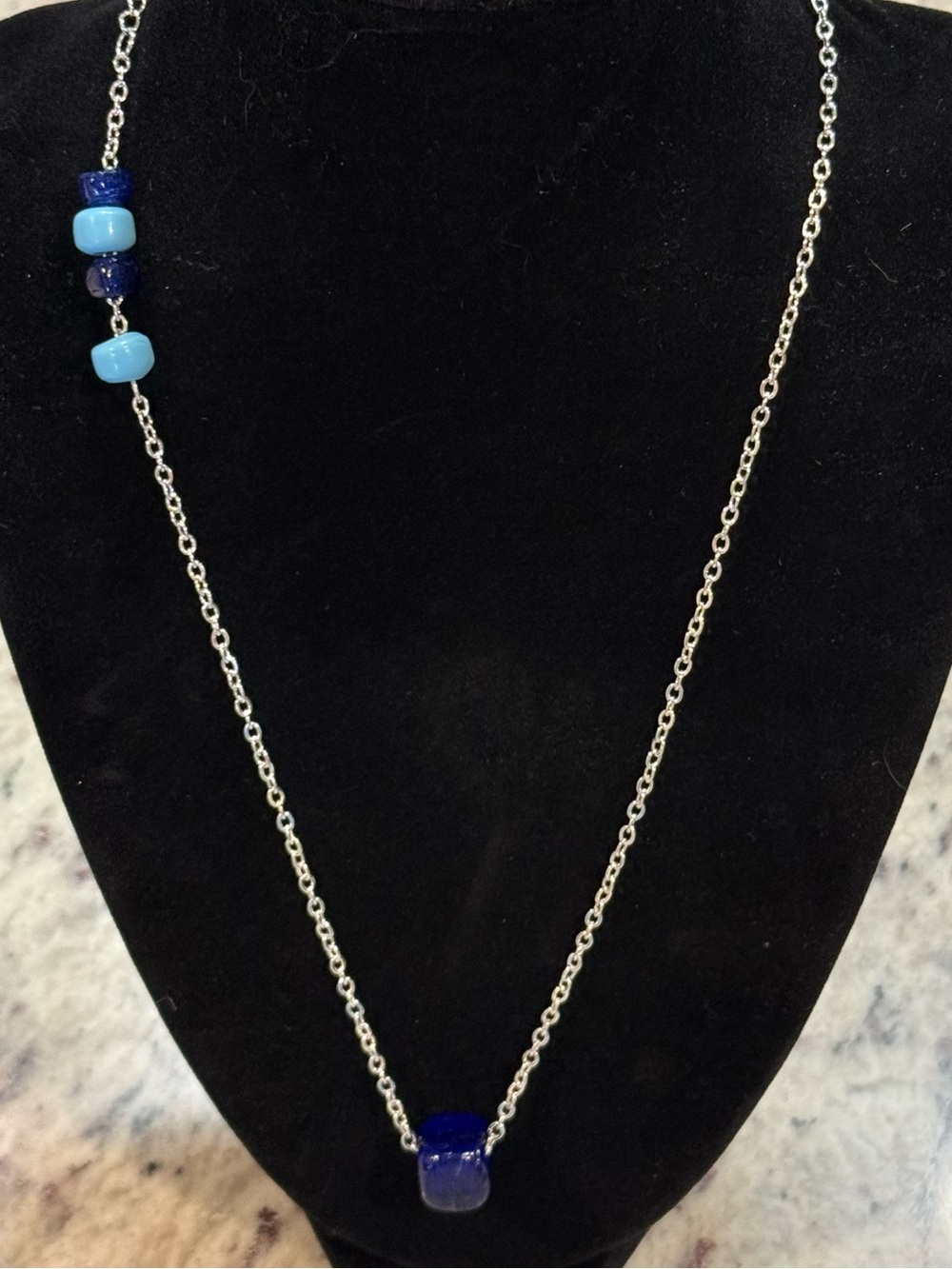 PYP Protect Your Peace Necklace. Protect Your People Version. Blue Glass Beads.
